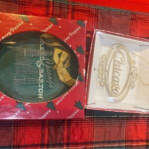 Set of 2 Chicago Tree Ornaments - Vintage Reed & Barton